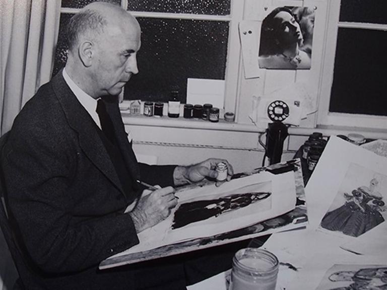 René Hubert dans son atelier, Collection Cinémathèque suisse