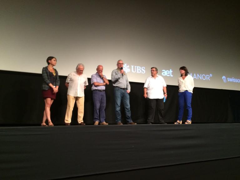 Lucia Stefano (Cinémathèque suisse), Jean-Jacques Lagrange, Michel Schopfer, Gilles Pasche (RTS), Frédéric Maire à Locarno.
